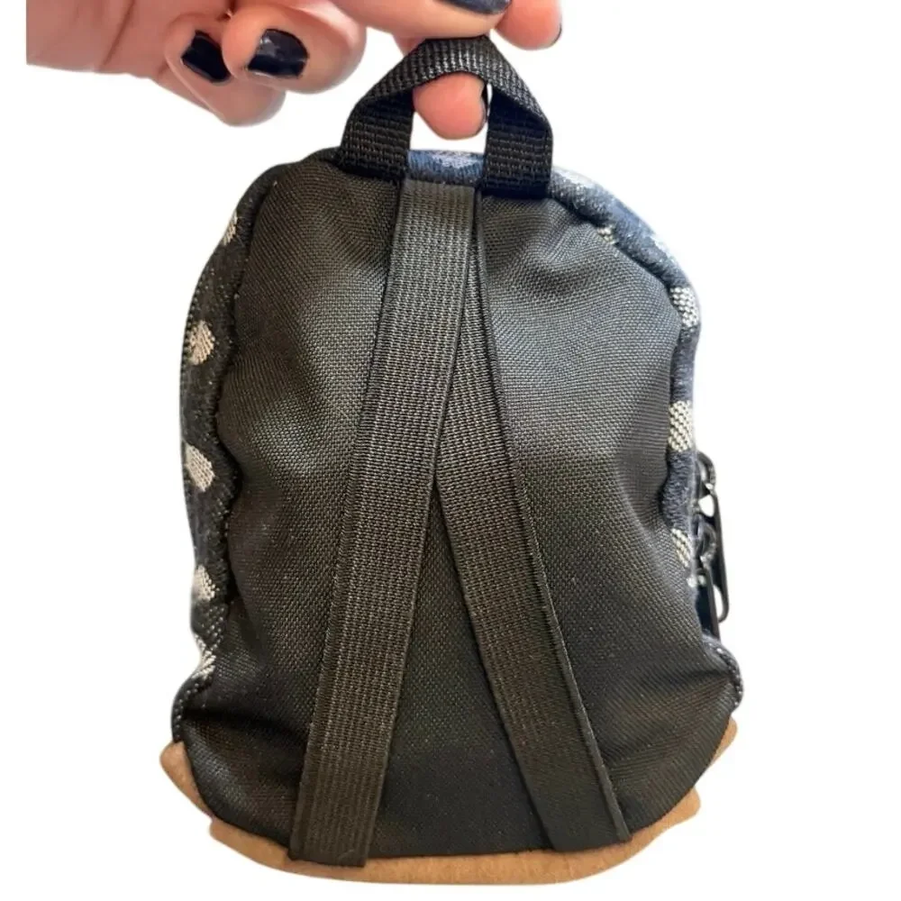 Jansport Mini Backpack Right Pouch Navy Wiggy Dot Jacquard Tan Suede Cute Sweet